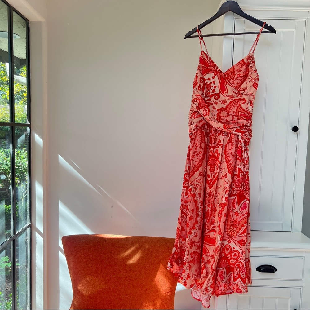 FARM Rio Red Jaipur Crossover Euroflax Linen Maxi Dress Size Small NWT - Picture 5 of 16